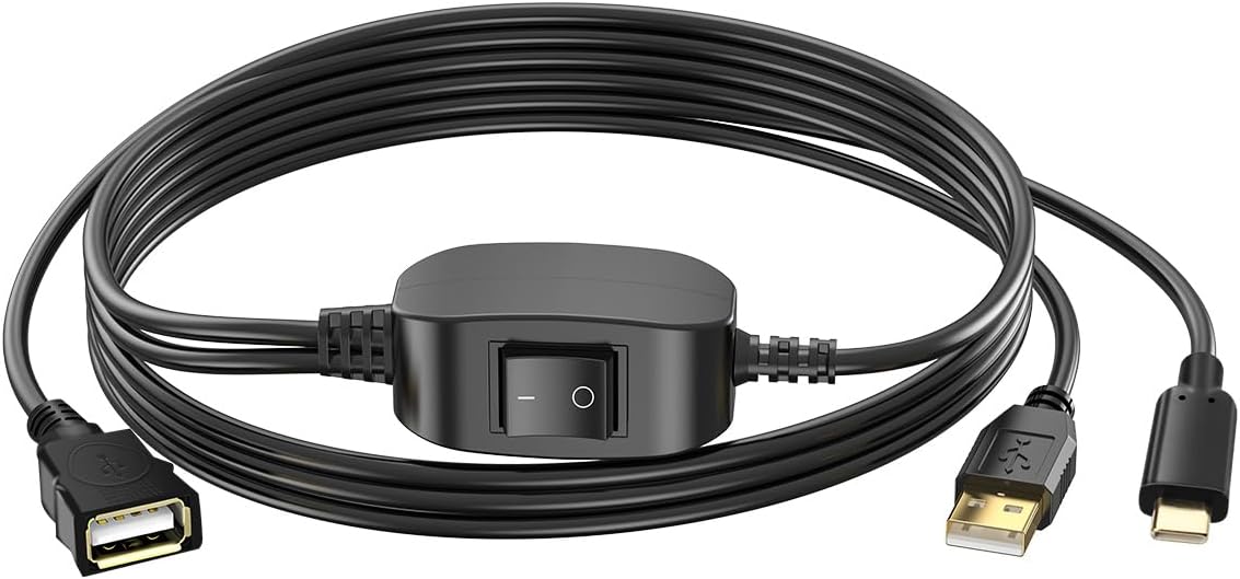 USB B to USB C Printer Cable to Type-C 2-in-1 Adapter Cord with On/Off Switch for MacBook HP Canon Brother Samsung More Printers, Scanners, Fax Machines at Office Home Indoor (5FT)