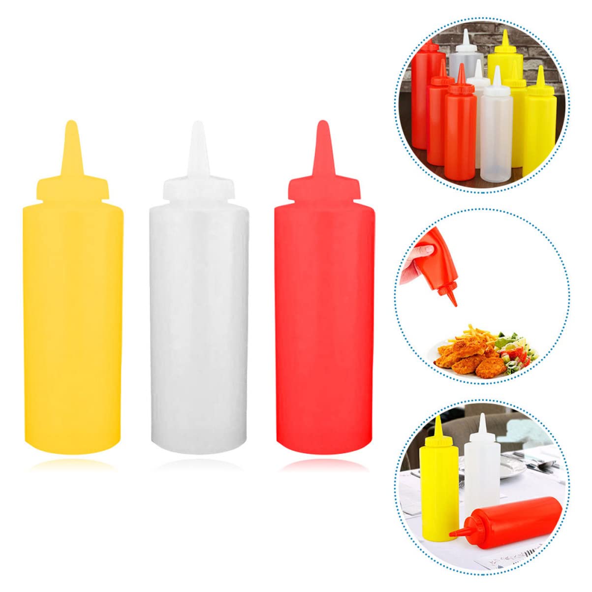 Garneck 3pcs Sauce Dispenser Salad Sauce Bottle Food Squeeze Bottle Kitchen Squeeze Bottles Screw on Spout Bottle Condiment Holder Squeeze Dispenser for Kitchen Plastic re-usable