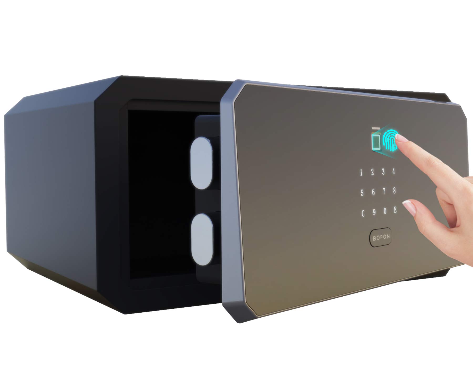 BOFON 1.45 Cubic Fingerprint Password Safe Box,Pistol Safe,Security Box with Key, ,Safety Boxes for 