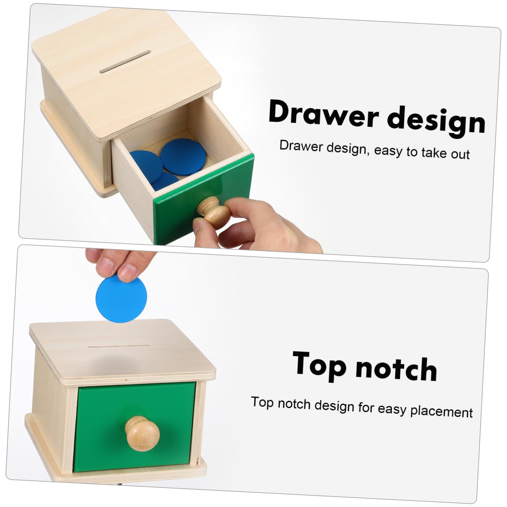 Hemobllo 2juego Panel De Caja De Monedas Rompecabezas Geométricos con Caja De Madera para Monedas Juguetes Educativos Primera Infancia Bloques Geométricos Juguetes De Madera para Bebés