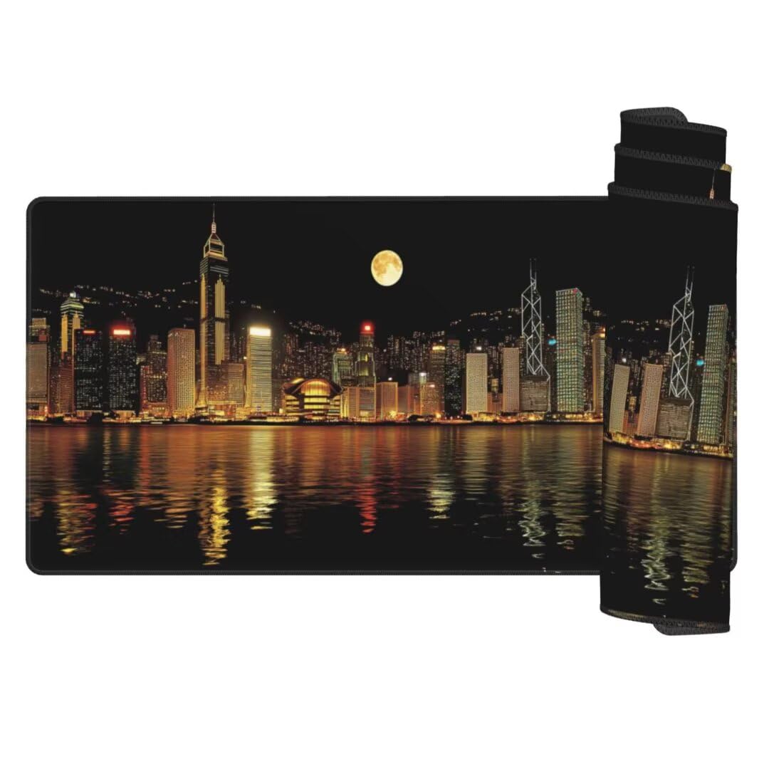 Alfombrilla Ratón XXL 1000 x 500 mm,Oro Alfombrilla de Ratón con Base de Goma Antideslizante,Alfombrilla Escritorio Impermeable Alfombrilla Ratón Desk Mat,Mouse Pad para Gamers,Oficina Nueva York gq33