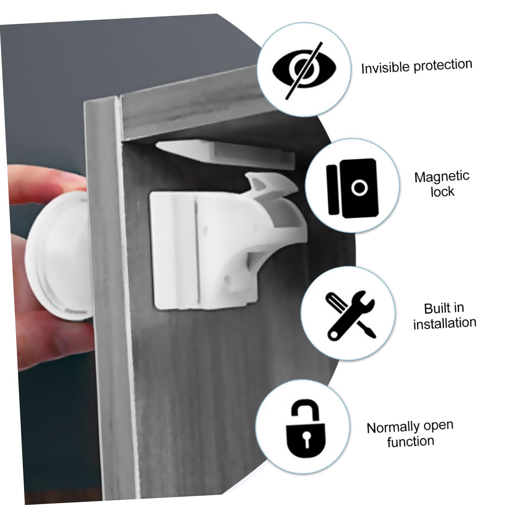 BESTonZON 10 Piezas bloqueo para niños cerradura iman door lock cerradura magnética invisible cerraduras magnéticas de seguridad para armarios cerradura del cajón cerradura de cajón adhesiva