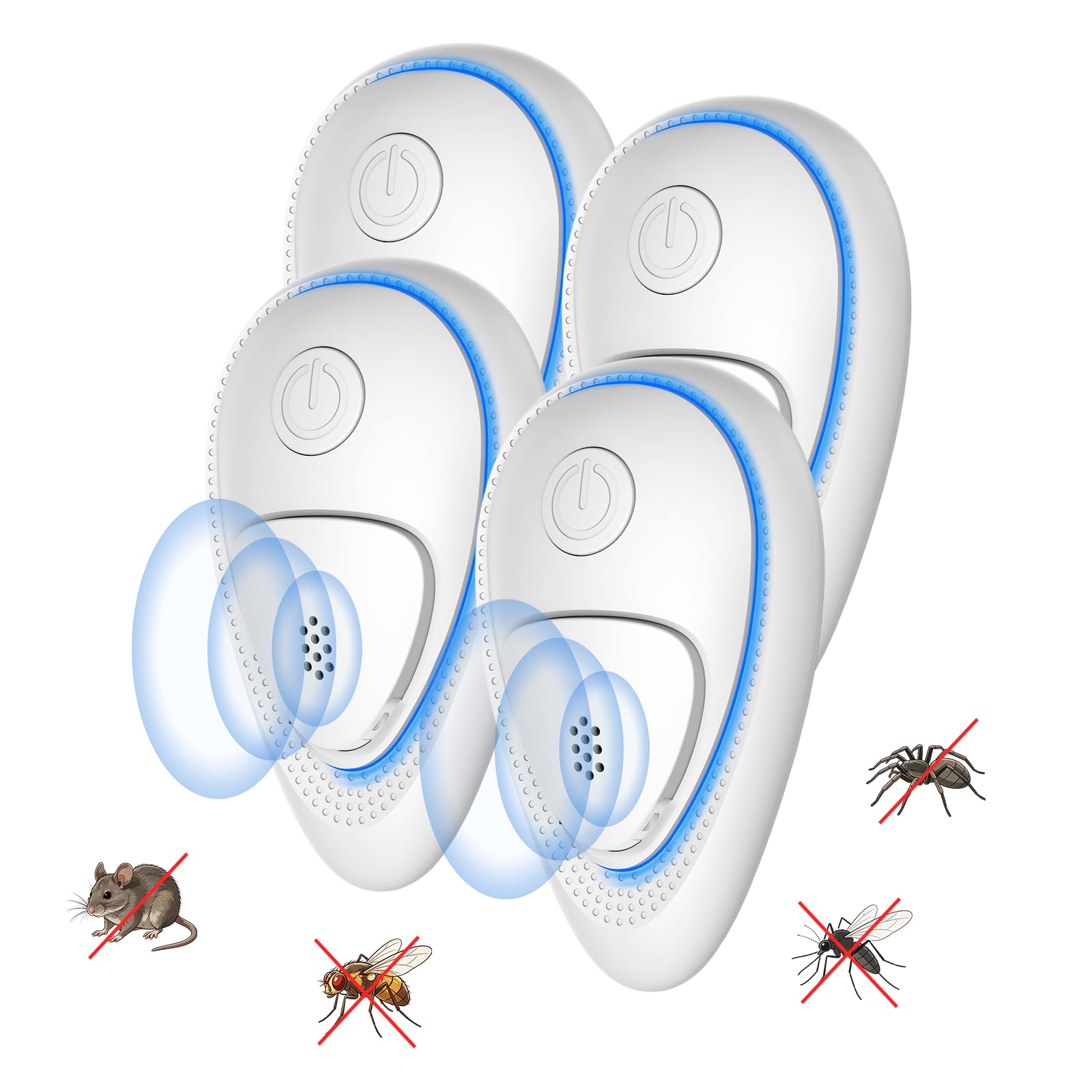 MUMULIKE Ultrasonic Pest Repeller Plug‑in, Electronic Mouse Control, 4Pack