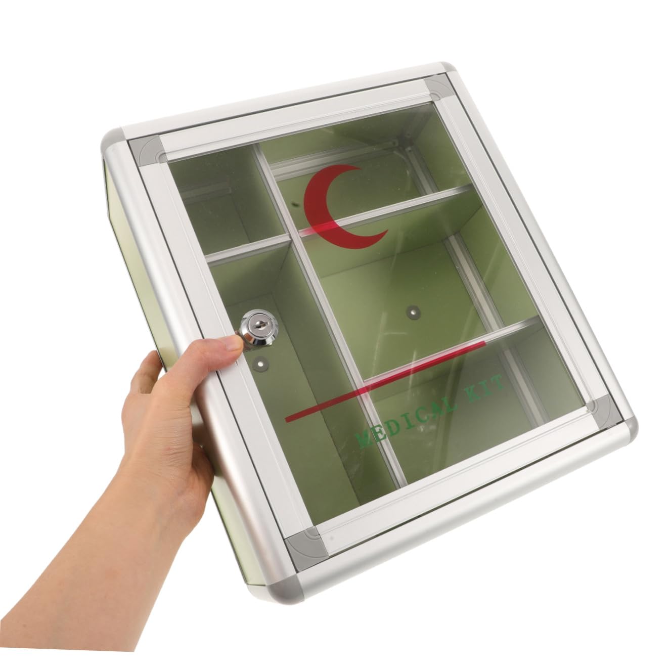 ULTECHNOVO Botiquín de Pared Pequeño con Cerradura para Medicamentos | Aleación de Aluminio y Tablero de Densidad, Almacenamiento Multifuncional, Uso Doméstico y Actividades al Aire Libre