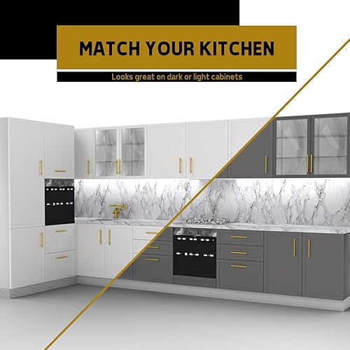 Miniatura 7 de Paquete de 35 tiradores de gabinete de latón satinado dorado de 5 pulgadas de acero inoxidable para gabinetes de cocina, cajones, puertas o