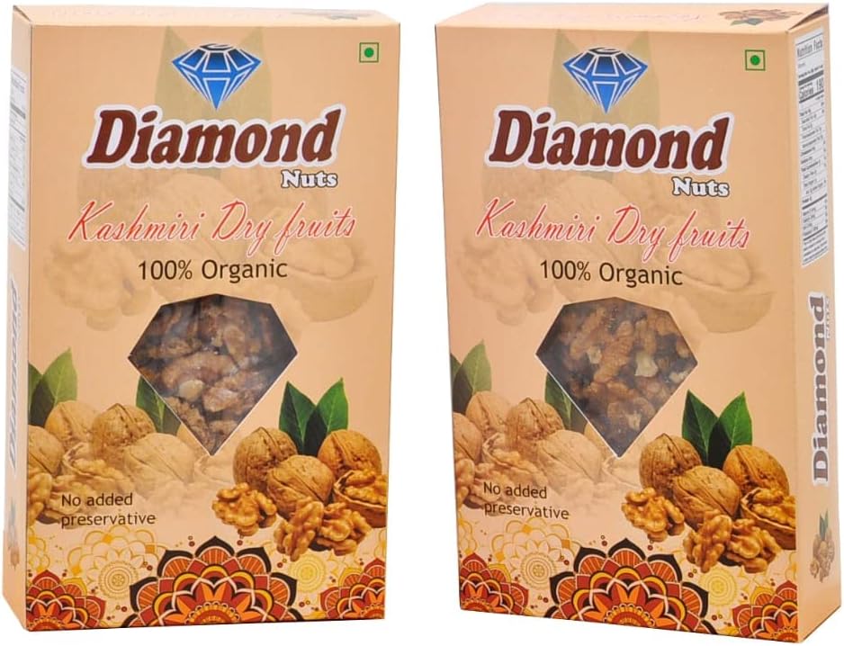 Diamond Nuts 100% Natural Kashmiri Walnuts | Without Shell | Premium Akrot Giri | High in Protein & Iron | Low Calorie Nut | (Akhrot Giri) | PACK OF 1 (500GM)