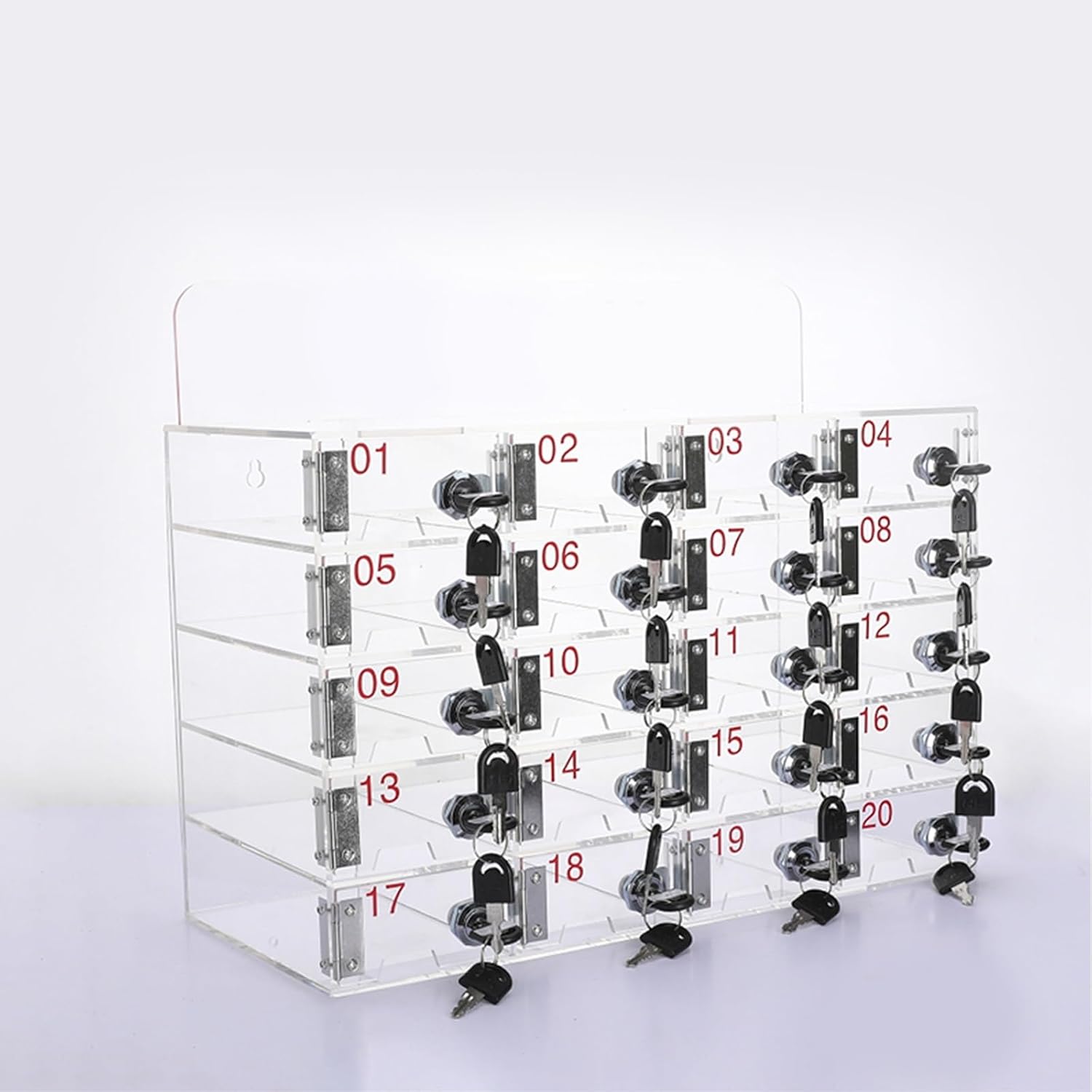 20-Slot Acrylic Cell Phone Storage Box with Locks & Keys - Wall-Mounted Organizer for Classroom, Office, Factory & School - Secure Cell Phone Locker Cabinet