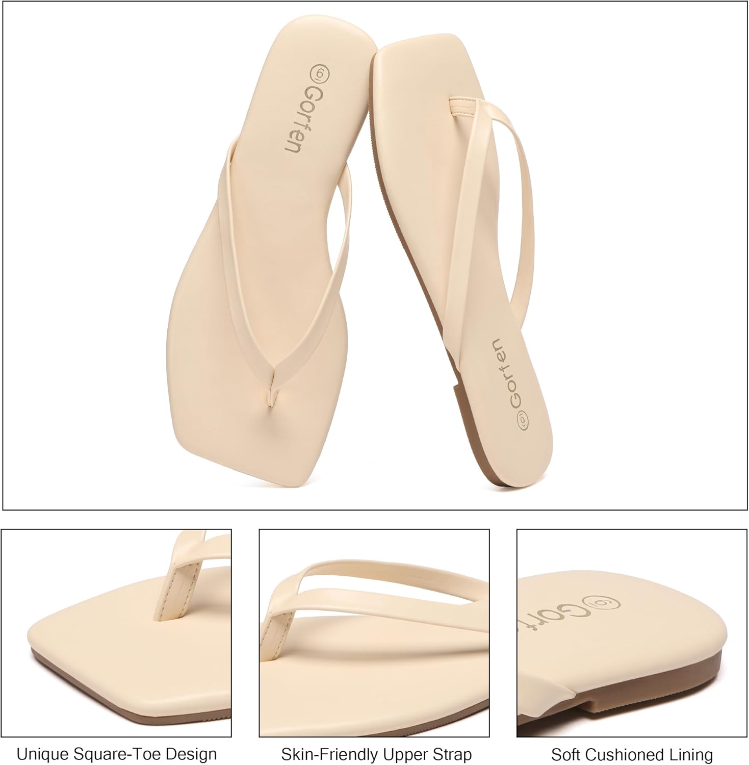 Flip Flops for Women Comfortable Square Toe Casual Beach Sandals Summer Outdoor and Everyday Wear - Image 5