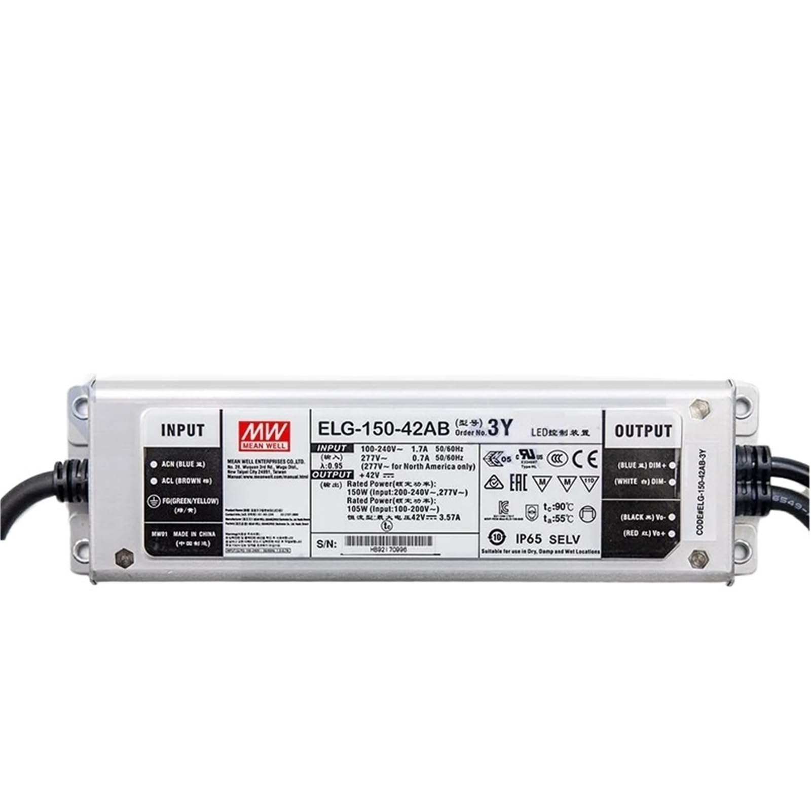 PWANUIGTE ELG-150 ELG-150-36DA-3Y | 36V ELG-150-54AB-3Y | 54V Waterproof LED Switching Power Supply 3Y 12/24/36/42/48/54 A/B/AB/(ELG-150-54AB-3Y)
