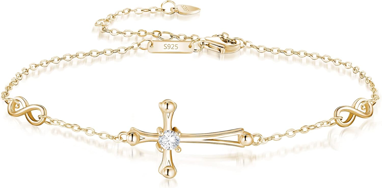 EVER FAITH Cross Bracelet 925 Silver Cross Infinity Charm Adjustable Link Religious Jewelry Gift for Women