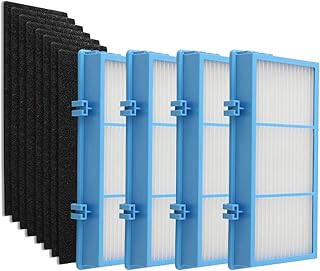 4 True HEPA Air Filter + 8 Carbon Booster Pre-Filters for Holmes AER1 HEPA Type Total Air Filter Replacement Filters for HAPF30AT and HAP242-NUC