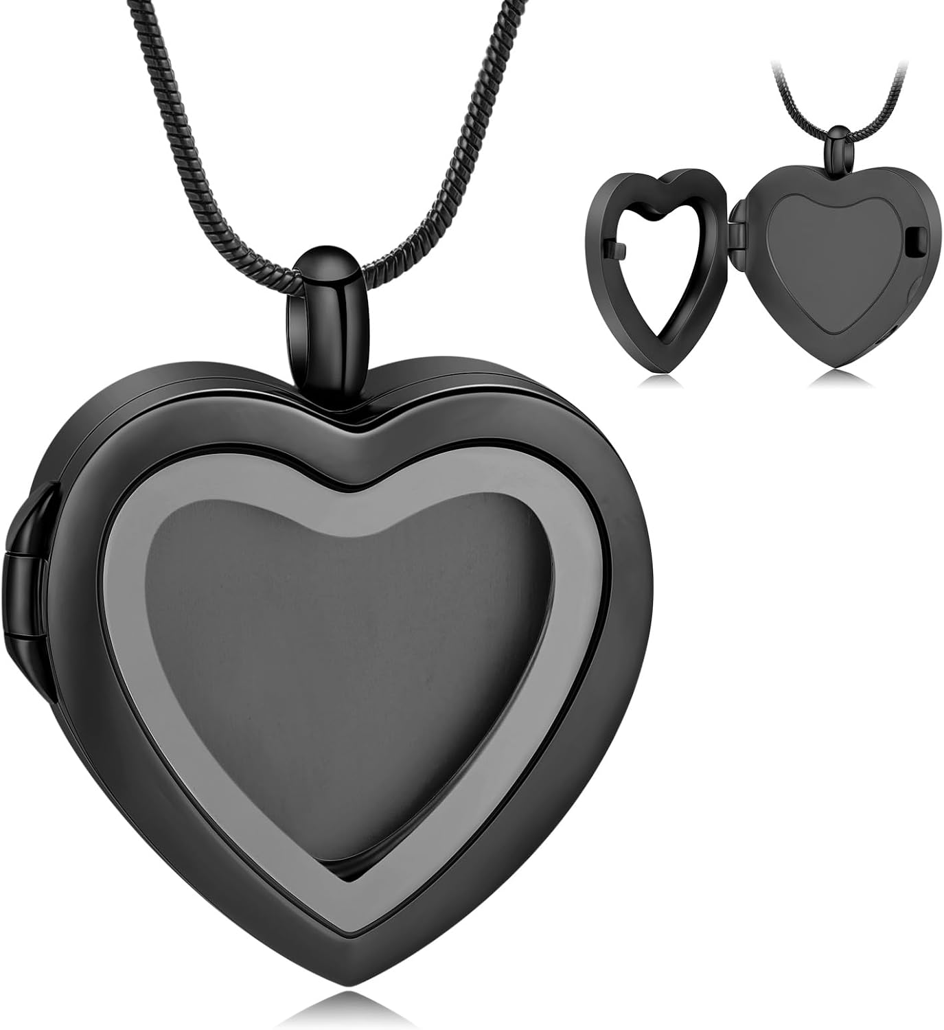 Cremation Jewelry Necklace for Ashes Heart Shaped Memorial Picture Lockets for Ashes Stainless Steel Keepsake Urn Ashes Pendants That Holds Pictures Photo