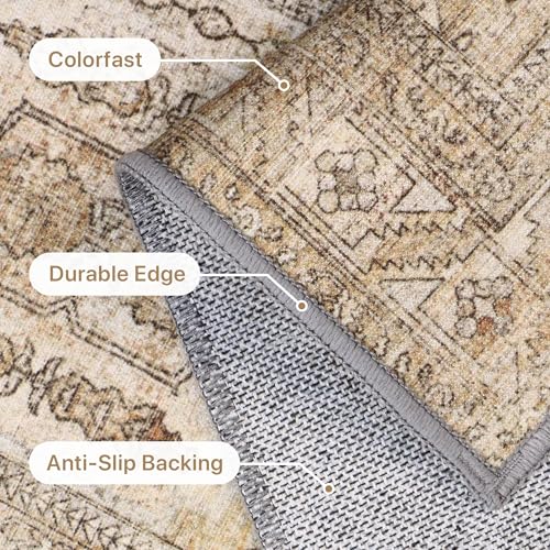 Tapis Vintage Lavable Antidérapant 80x150 Beige BEIMO