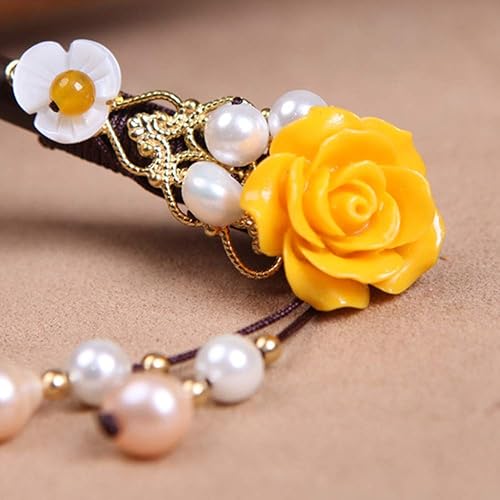 Miniatura 8 de Horquilla clásica china con concha de perla, tocado de flores, palillos para el cabello para mujeres, palillos de madera de 7.08 pulgadas para