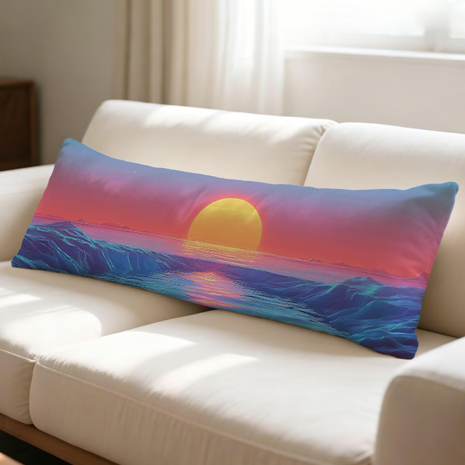 Niebieska poszewka na poduszkę, 180 x 60 cm, ocean, z ukrytym zamkiem błyskawicznym, długa, aksamitna, wygodna, oddychająca, do spania na boku, ciąży, dekoracja domu, prezenty dla kobiet O0-922