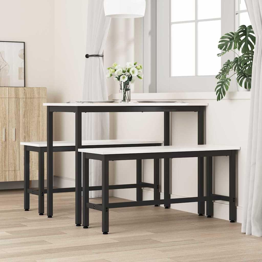 Panchina da pranzo moderna in legno di pino massiccio con supporti in acciaio di dimensioni 100 x 32,5 x 49 cm, rettangolare