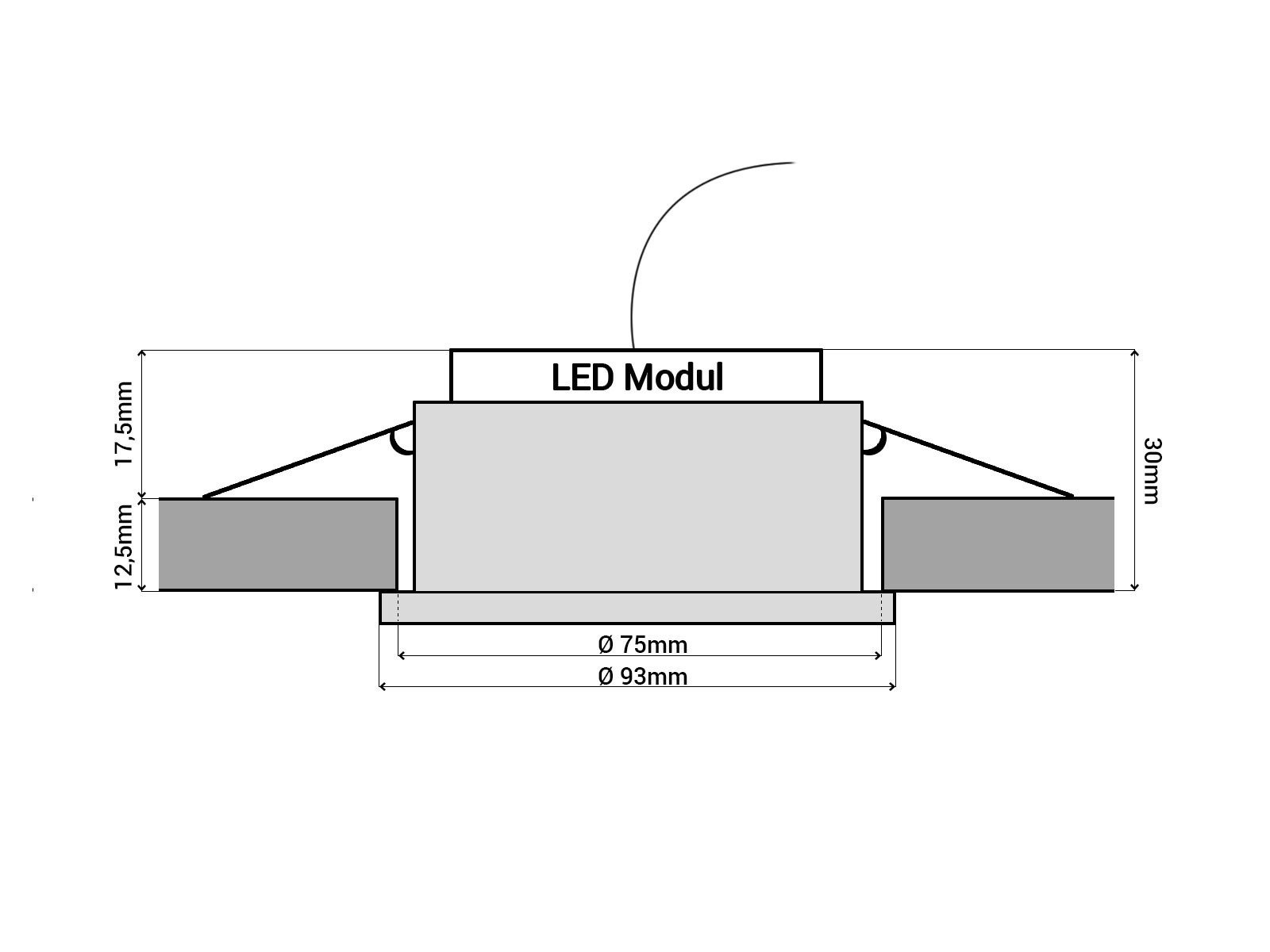 SSC-LUXon RF-2 6er Set LED Einbaustrahler dimmbar flach 30mm - 3 Lichtfarben einstellbar - schwenkbar Alu gebürstet 230V 6W