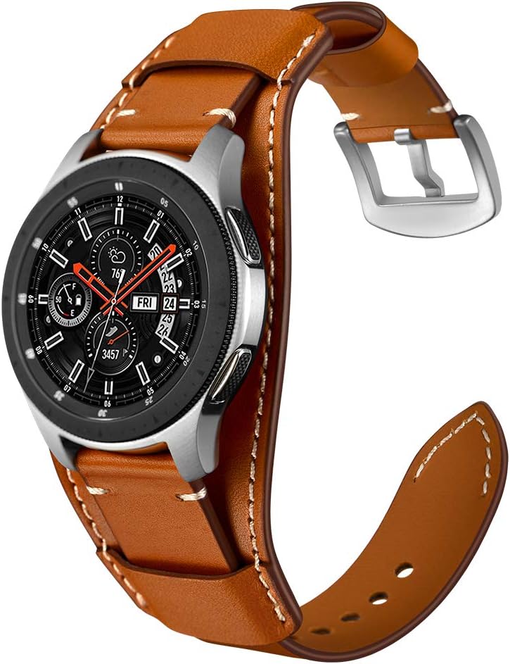 Balerion 22mm Cuff Leather Watch band,Compatible with Samsung Galaxy Watch ultra/watch 3 45mm/Watch 46mm/S3,Fossil Q Explorist,Garmin Forerunner 255 other 22mm Lug Width Watch