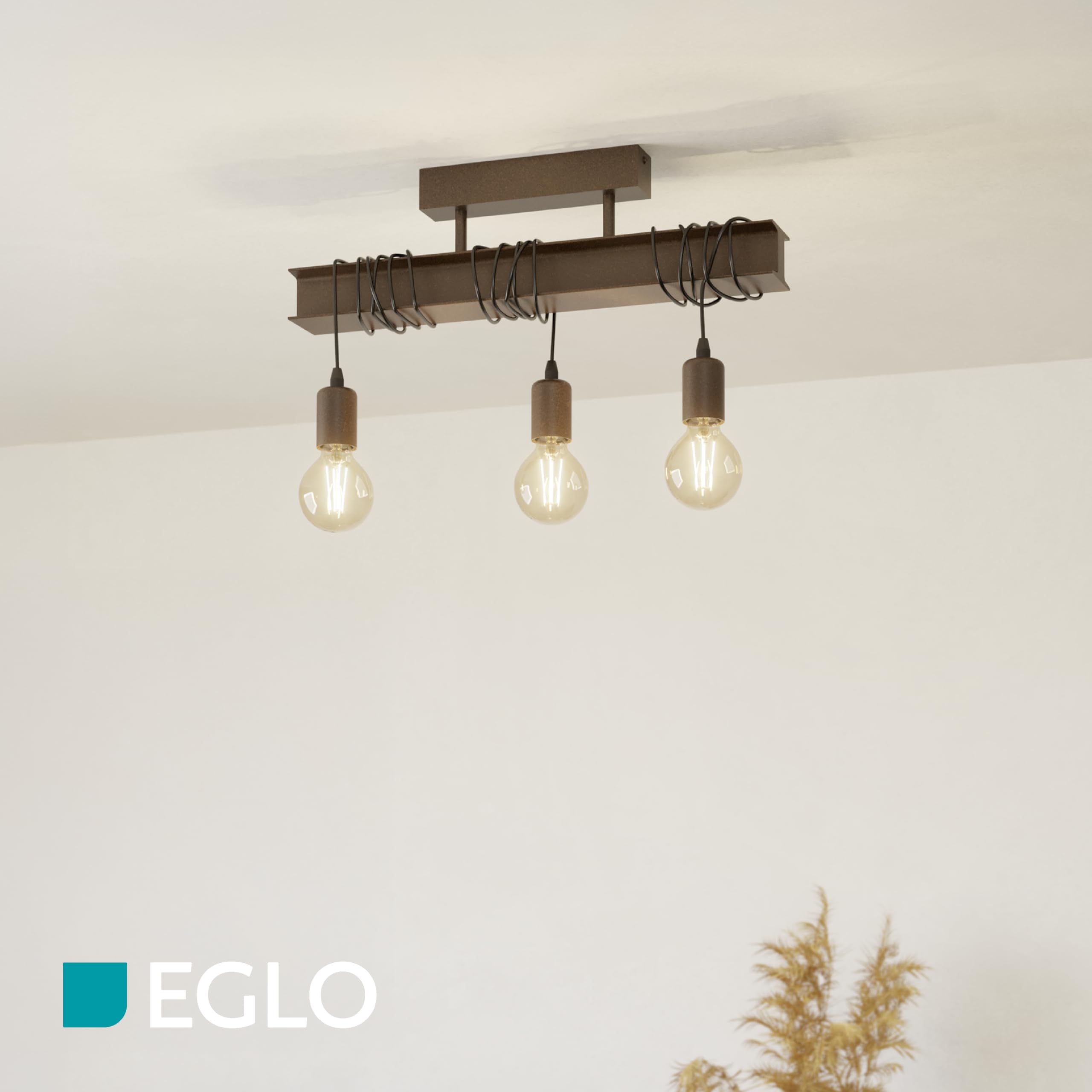 Eglo Luminaire plafonnier Townshend 4 à 3 flammes, lampe de plafond au