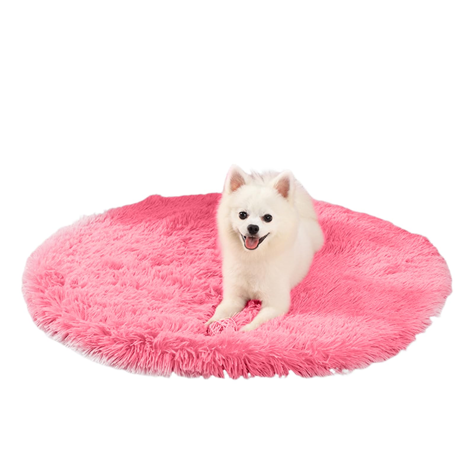 PETCUTE Round Dog Bed Mat,Washable Warm Dog Bed Blanket, Ultra Soft Long Plush Pet Cushion, Deluxe Plush Dog Mat with Anti-Slip Bottom,for Household Small and Medium Large Pets, Dog,Cat