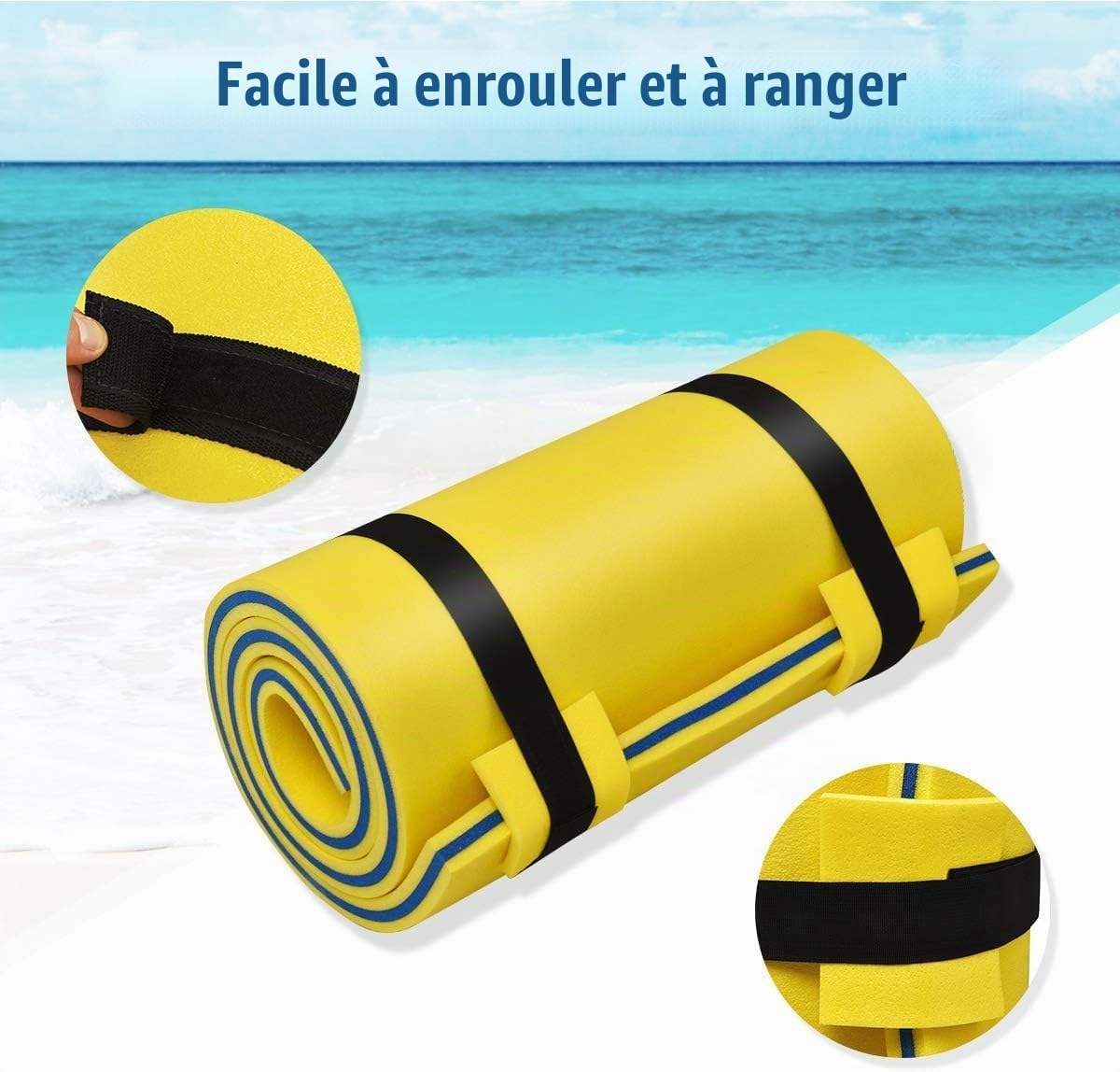 FANTASK Tapis de Natation 210 x 66 cm - Charge maximale : 60 kg - en Mousse XPE indéchirable - Jaune