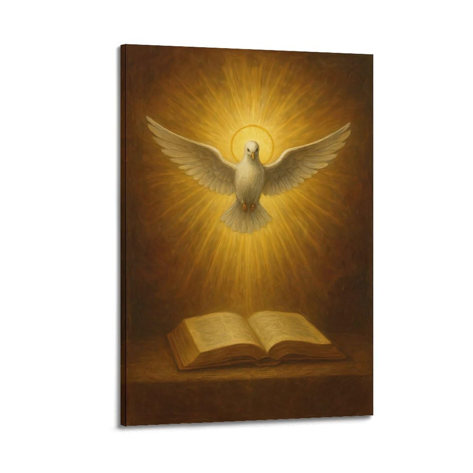 Xmuxcy Frame-Style Canvas Wall Art Posters Religious Holy Spirit Dove Modern Decor For Living Room Bedroom Office 08X12inch(20X30cm)