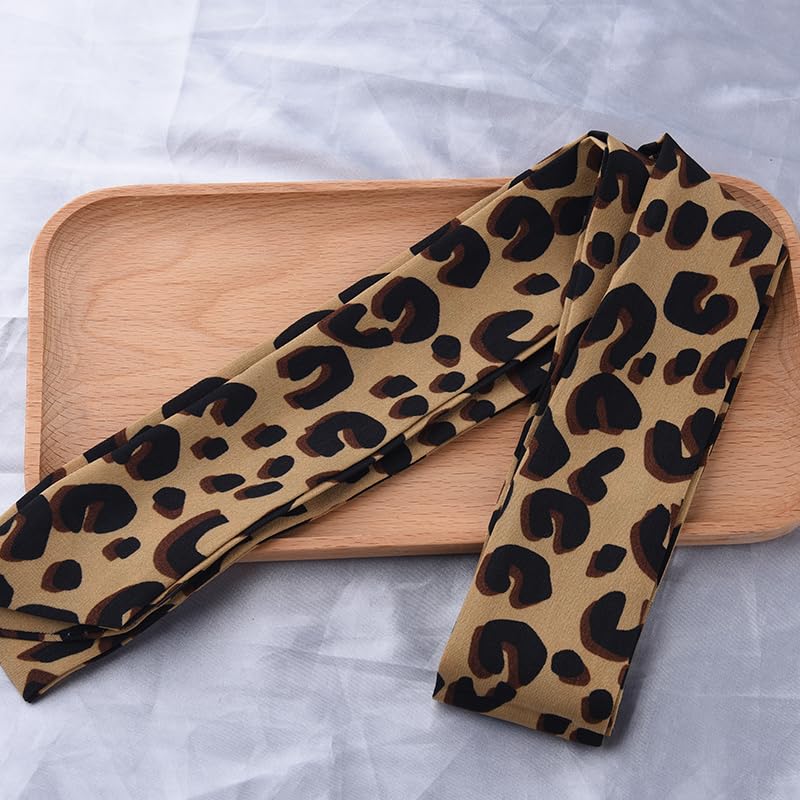 Leopard Scarf for Women Thin Long Scarf for Girls Lightweight Satin Leopard Print Tie for Women Satin Belt4