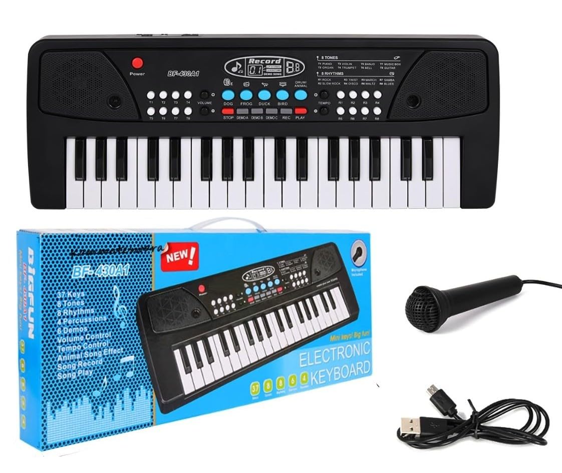 37 Keys Kids Piano Keyboard with Mic | 37 Keys, 8 Rhythms, 8 Tones & 6 Demo Songs | Musical Piano Toy for Boys & Girls | Educational & Recording Keyboard for Beginners | Plug and Play-picture-19