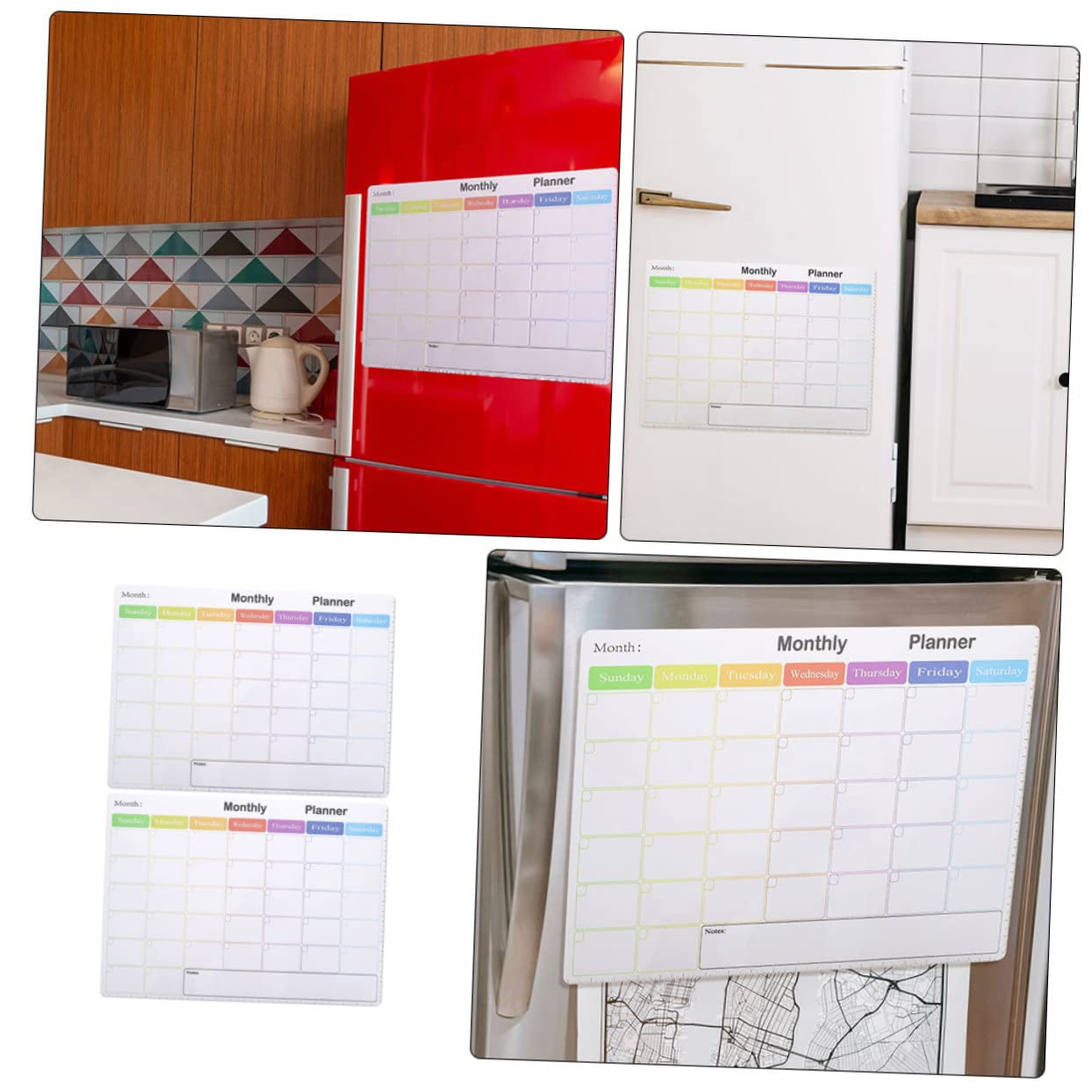 NUOBESTY 2 Stück Magnetische Kühlschrankplanungstafel Wiederverwendbarer Whiteboard Kalender mit Aufgabenliste für Haushalt und Büro