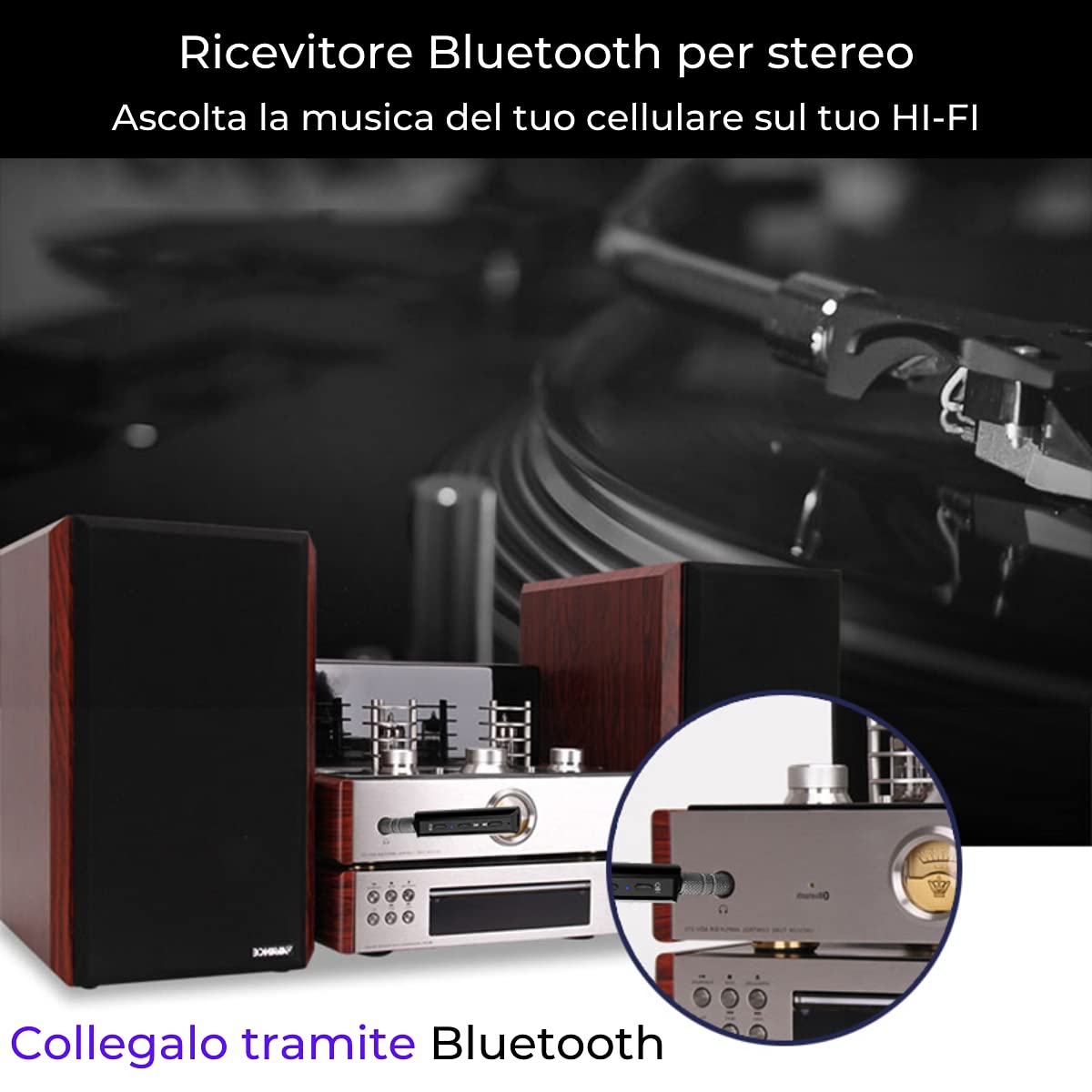 Ricevitore Aux Bluetooth 5.0 Bassa Latenza APTX per Auto TV Stereo Hifi