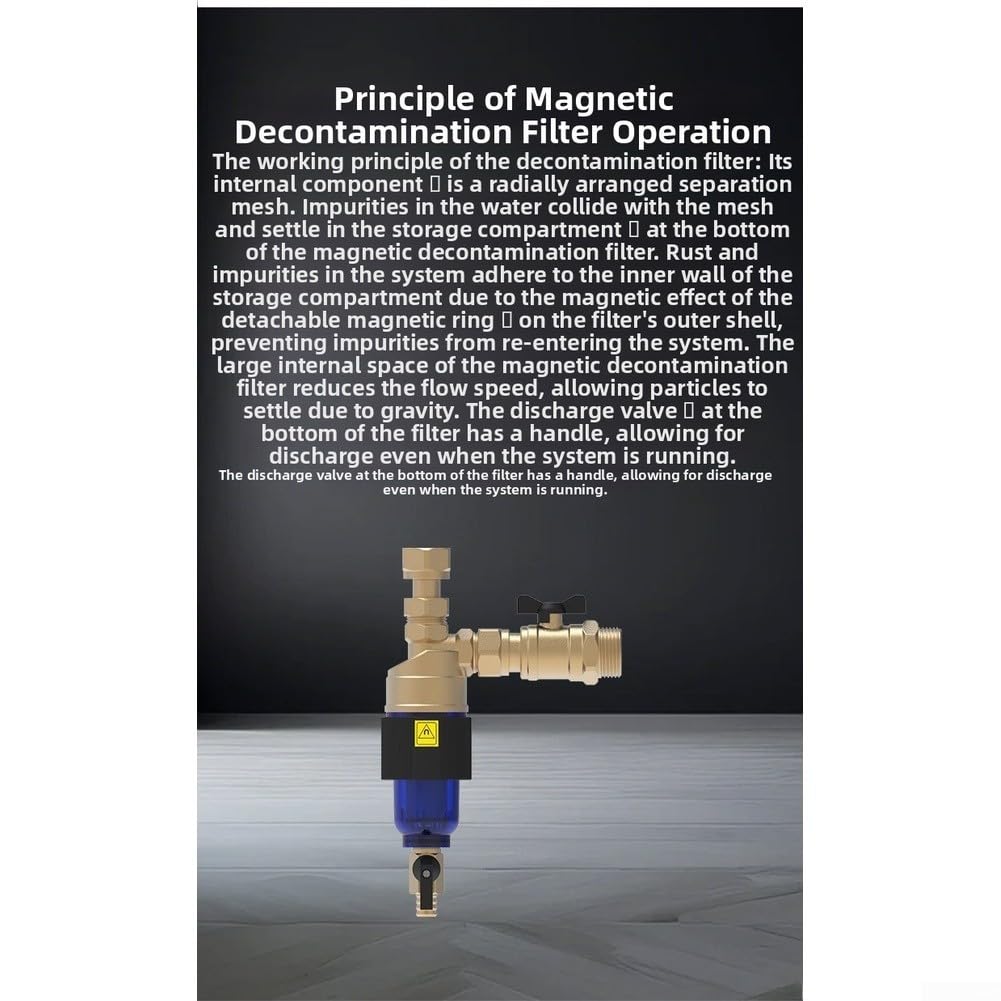 Filtro dell'acqua magnetico DN20, protezione per caldaia (argento)