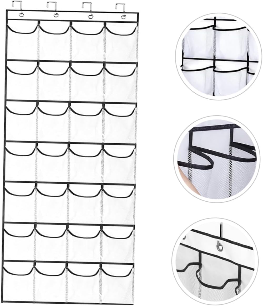 28 Grid over Door Hanging Shoe Organizer White
