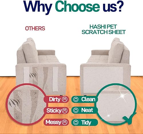 Miniatura 8 de HA SHI 10 Sheets 17x12 inch XXL - Cat Scratch Deterrent Tape - One  Double Sided Sticky - Furniture Couch Protectors from Cats