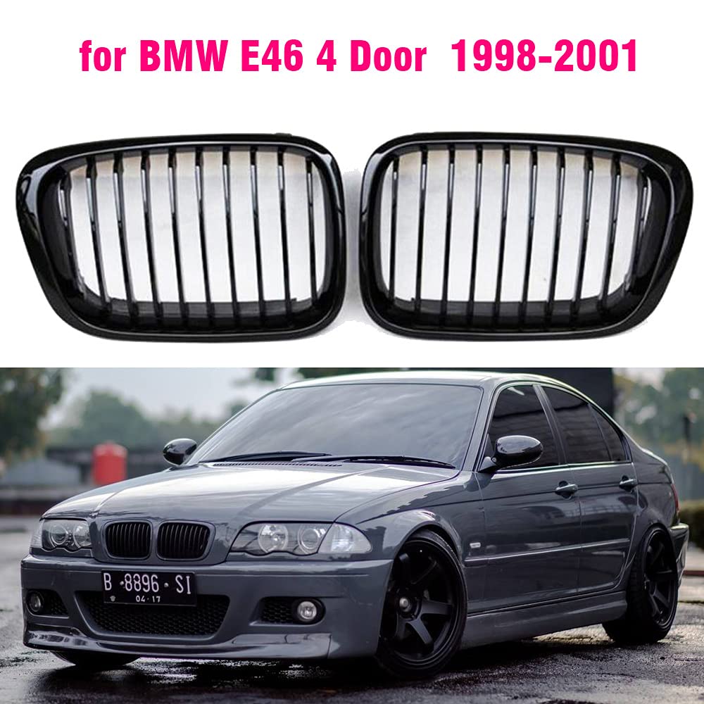 Griglie Anteriori BMW E46 Nero Lucido | Doppia Linea | Compatibile Serie 3 4 Porte 2002-2004 - Foto 4