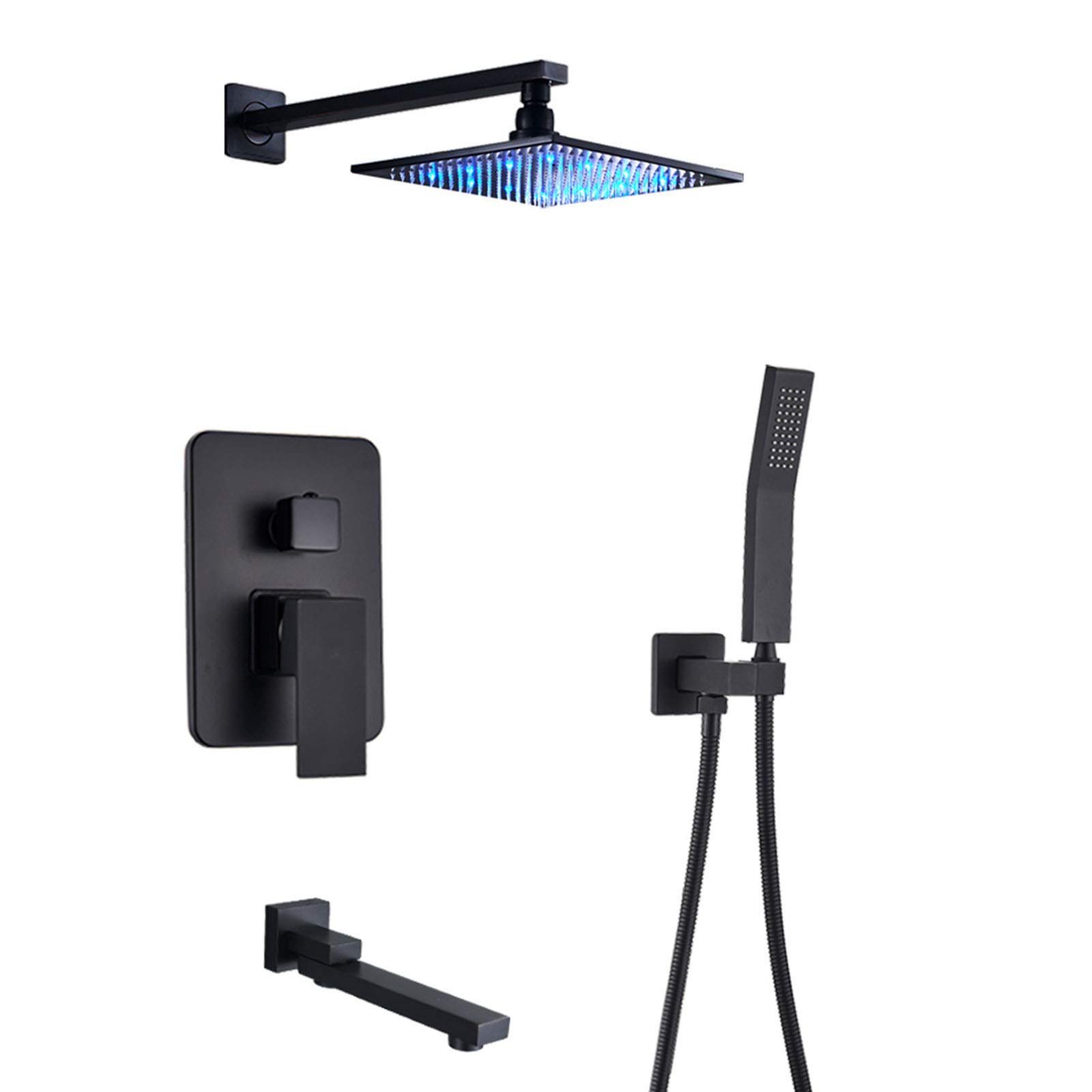 Ensemble de douche LED et mitigeur en laiton chromé pour une salle de bain moderne