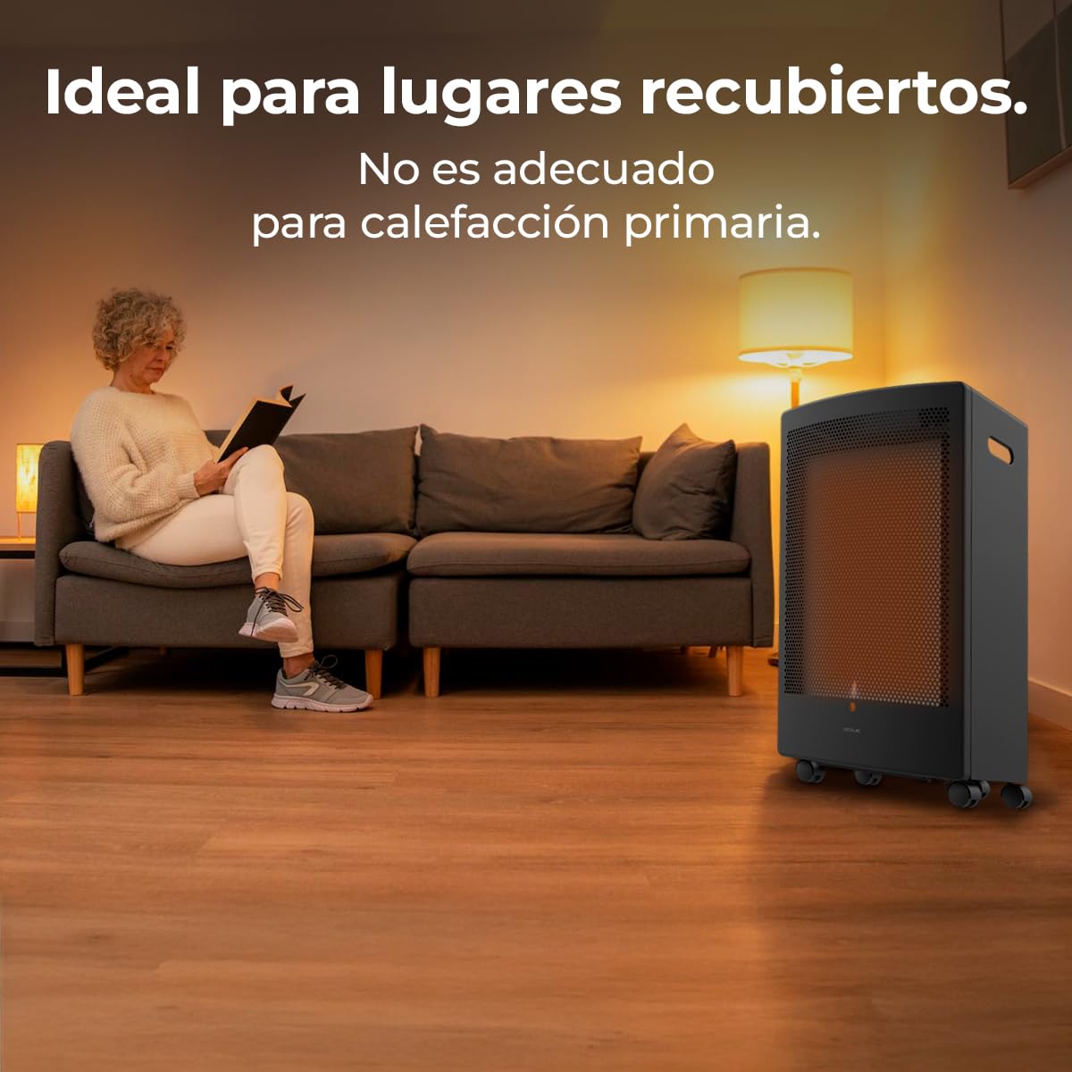 Cecotec Estufa de Gas ReadyWarm 5300 Catalytic. 3000W de Potencia en 2 Niveles, Calor Uniforme, Triple Sistema de Seguridad, Compatible con Bombonas de Gas de 13kg de Capacidad, Asas y 4 Ruedas