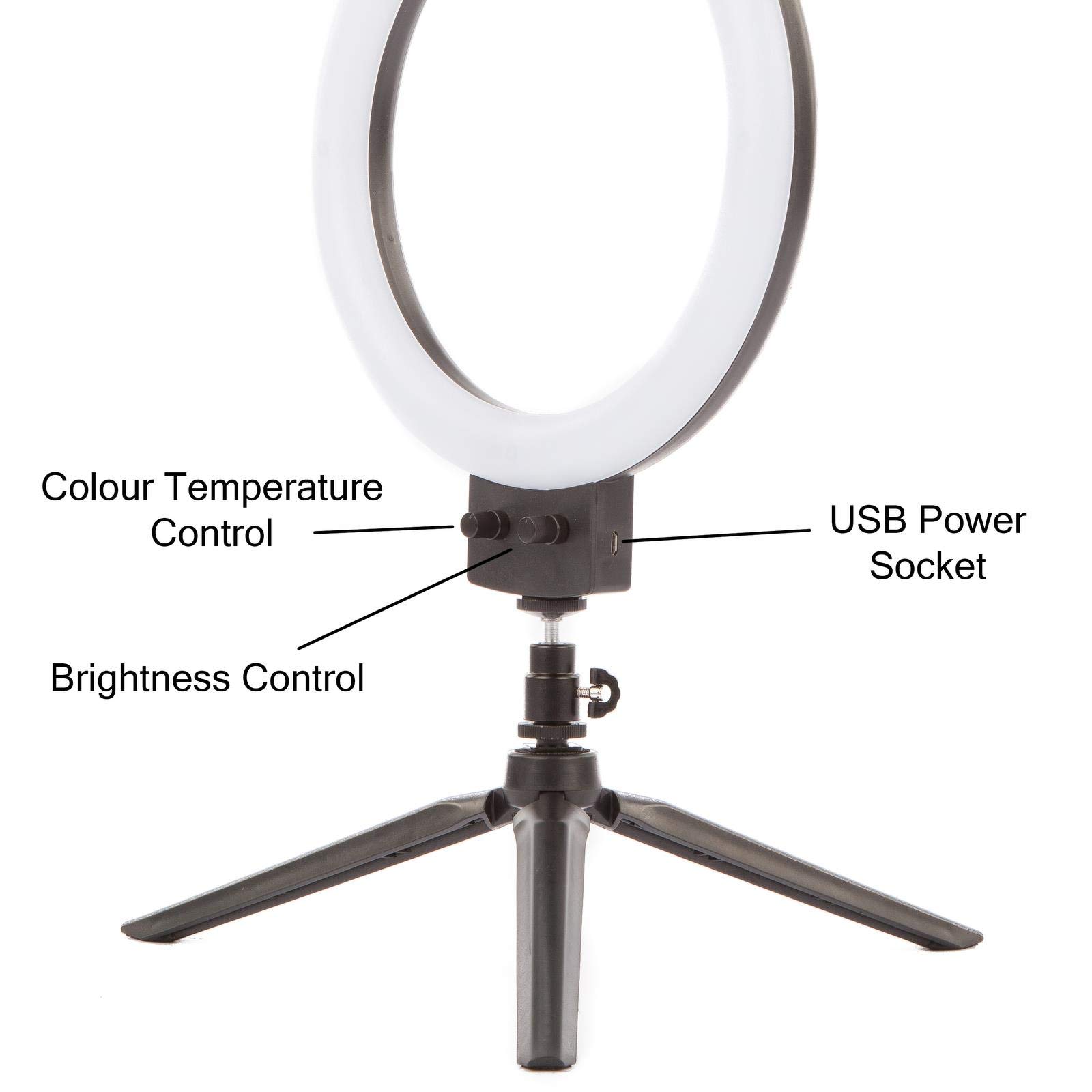 Luce ad anello per selfie con treppiede e supporto per telefono, luce ad anello LED da 9 pollici dimmerabile, 4 modalità di illuminazione e 11 livelli di luminosità per trucco, streaming live