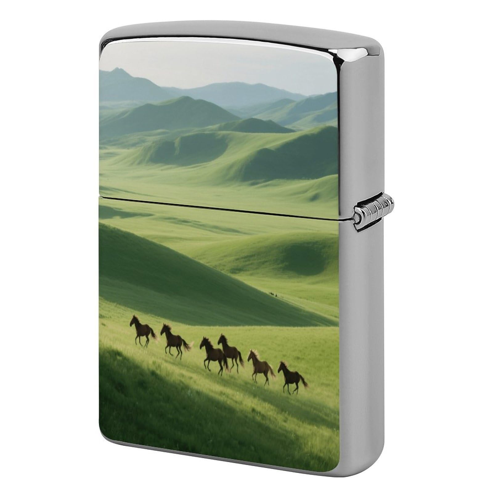 Fekiloot Style Grassland Horses Lighter Case Cover Metal Lighter Case