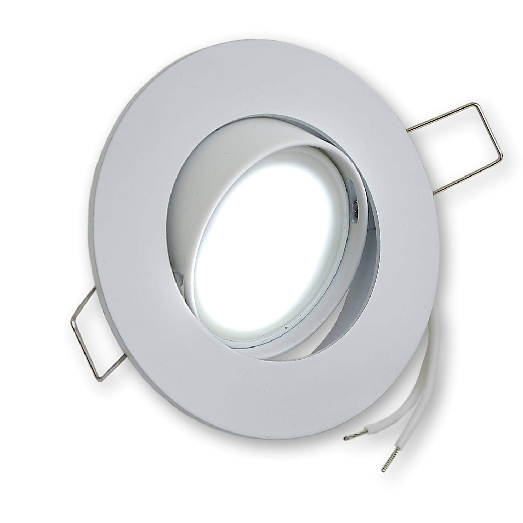 6x LED Einbaustrahler Set weiß 7 Watt warmweiß rund 230V flach schwenkbar - GU10 Einbauleuchte aus Aluminium, 75-80mm Bohrloch - Einbau-Spot Decken-Strahler Deckeneinbaustrahler Deckenspot