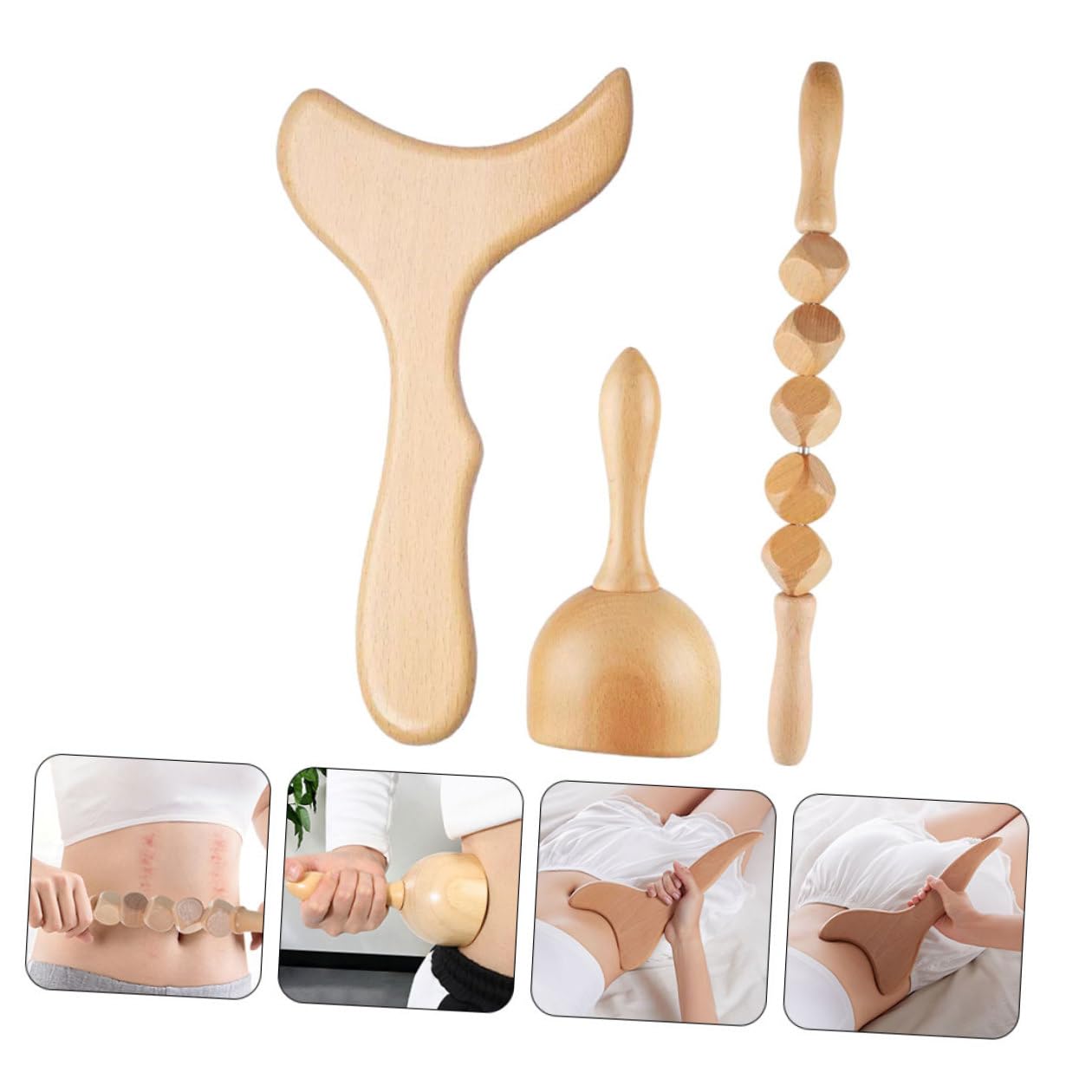 Abaodam Massaggiatore Per Schiena e Collo in Legno 11.8" Strumento Manuale Compatto Per Massaggio Muscolare e Anticellulite Adatto a Uso Domestico e Rilassamento