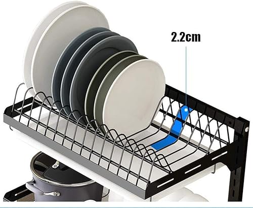 Miniatura 7 de Estante de secado de platos de 3 niveles ajustable de cocina con tabla de drenaje extraíble, cromo resistente de gran capacidad, organizador de