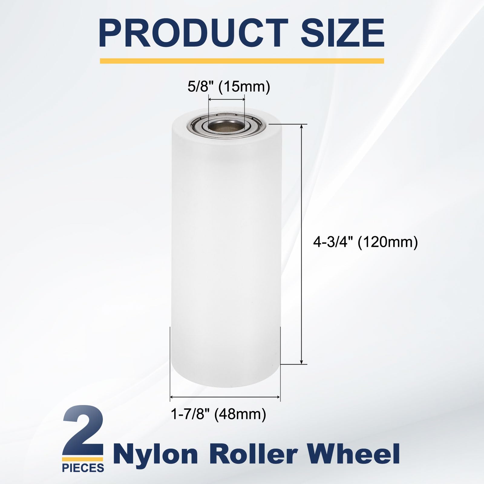 uxcell 2Pcs Nylon Roller Wheel with Bearings, 5/8" Bore x 1-7/8" Width x 4-3/4" Length, CNC Guiding Wheel Flat Belt Idler, Nylon Pulley (White) — Amazon image 2