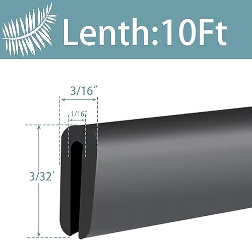 Miniatura 2 de Borde de goma, borde de goma autoadhesivo, borde de canal en U, protector de borde para chapa, material EPDM, ajuste de 116 pulgadas (0.063 in),