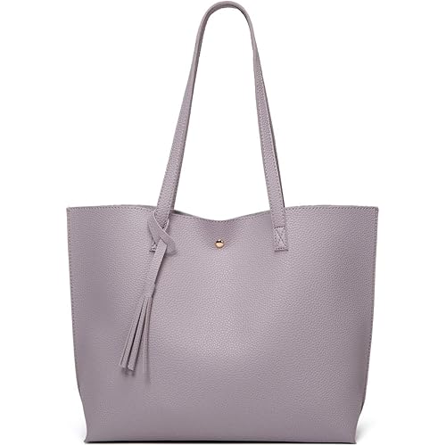 Dreubea Women's Soft Faux Leather Tote Shoulder Bag from, Big Capacity Tassel Handbag