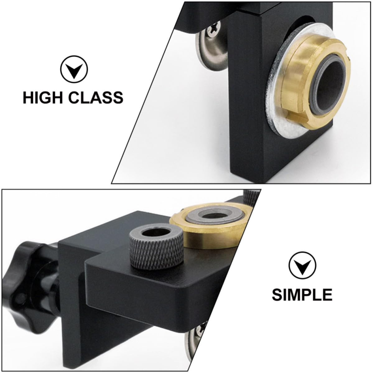 Localizador de Perforación para Carpintería, Localizador de Agujeros para Carpintería, Aleación de Aluminio y Madera, Negro, Herramienta de Dibujo Lineal, para Varios estilos