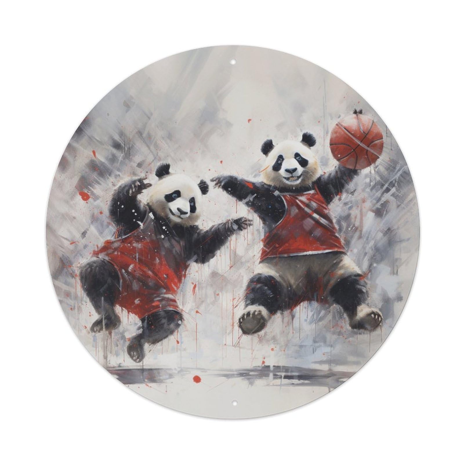 Panda Football Cartoon Animal Playful Sports Metal Tin Sign