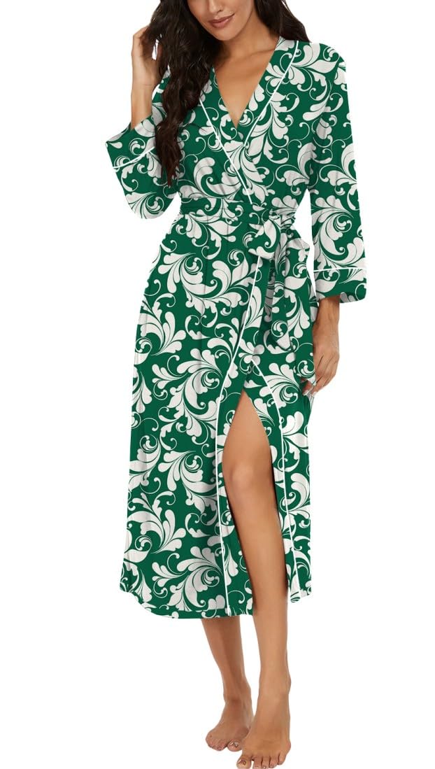 PrinStory Women Dressing Gowns Causal Kimono Robes Long Bathrobe Soft Womens 3/4 Sleeve Ladies Loungewear — view 27