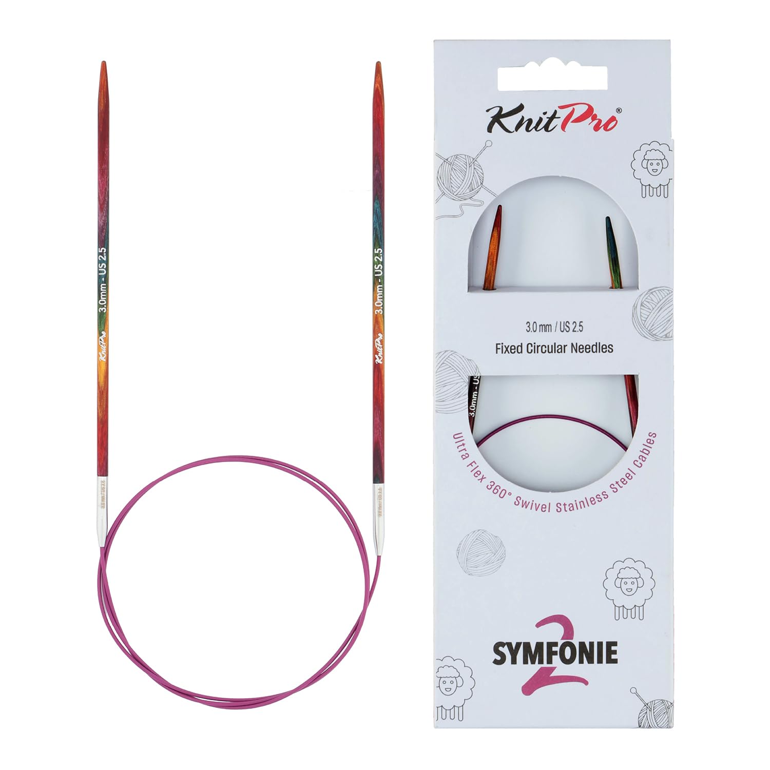 KnitPro Symfonie 2 Fixed Circular Needles 32" (80cm) | 3mm