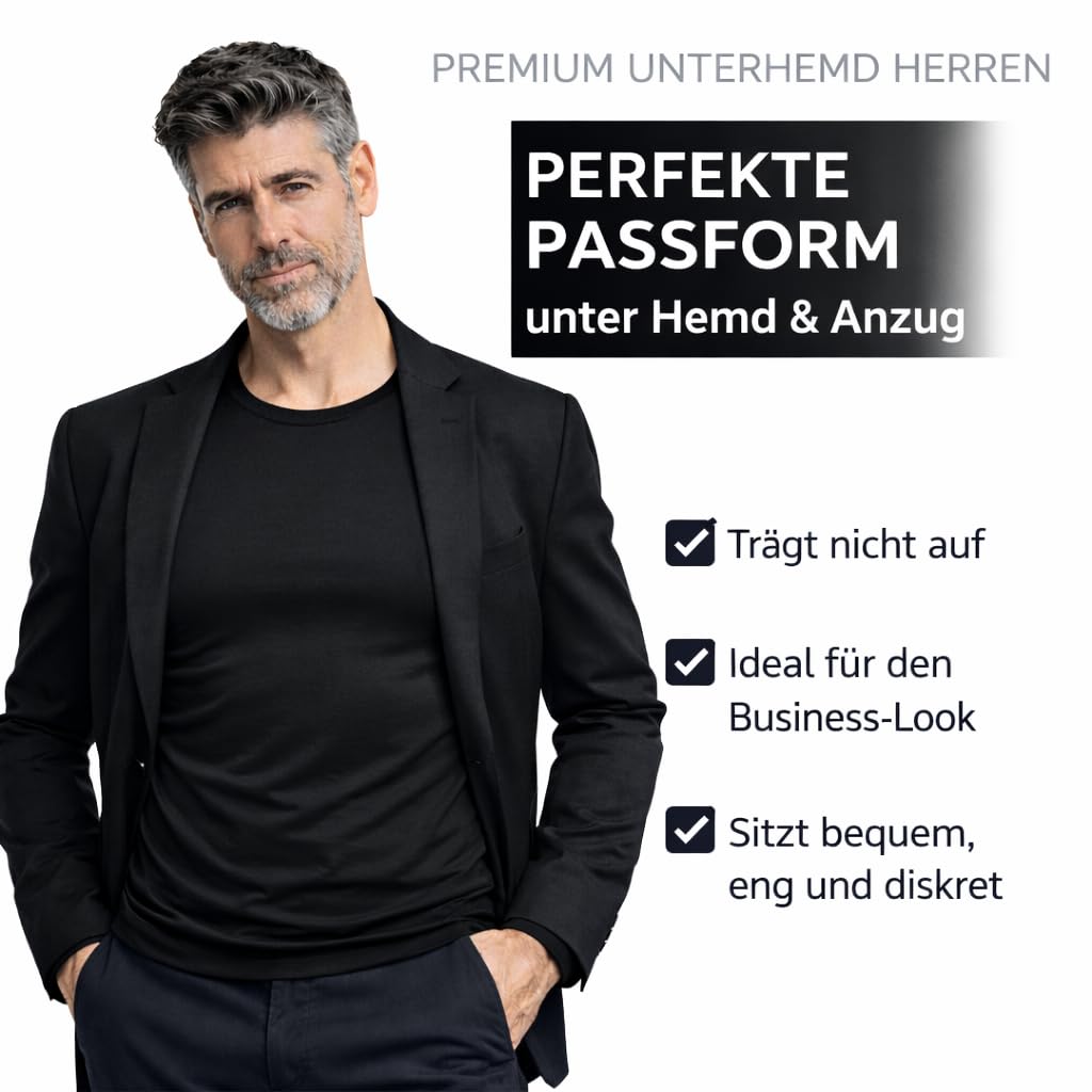 LINE ONE Herren Unterhemd T-Shirt Rundhals aus Baumwolle – Unterziehshirt Slim Fit Kurzarm, Stretch, atmungsaktiv – Basic Männer Shirt 1er 3er 6er Pack
