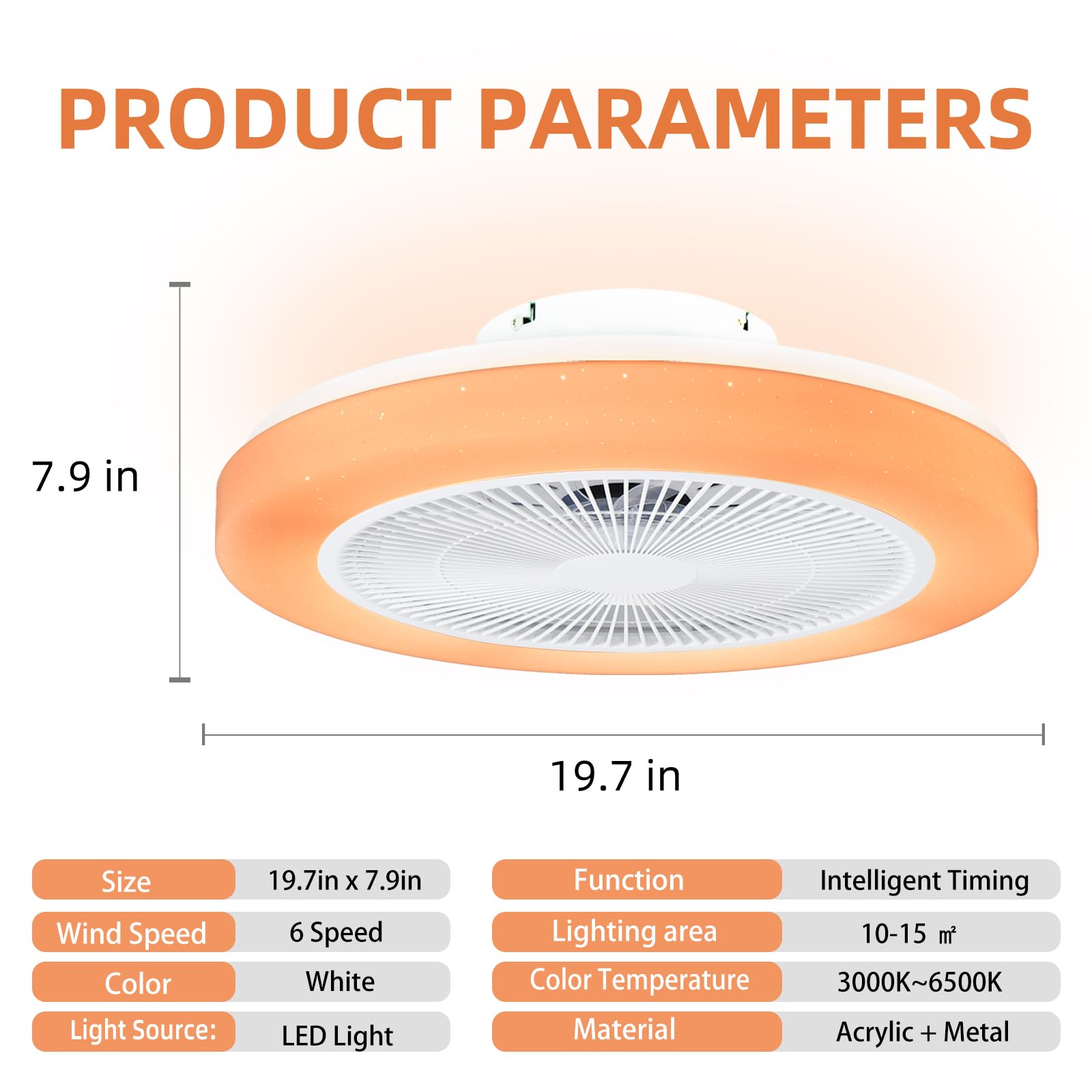 Ventilador de Techo Con Luz RGB,Moderno Regulable Ventiladores de Techo,50CM Reversible RGB Lampara Ventiladores de Techo,6 Velocidades LED Plafon Regulable con mando a distancia y APP (Blanco)